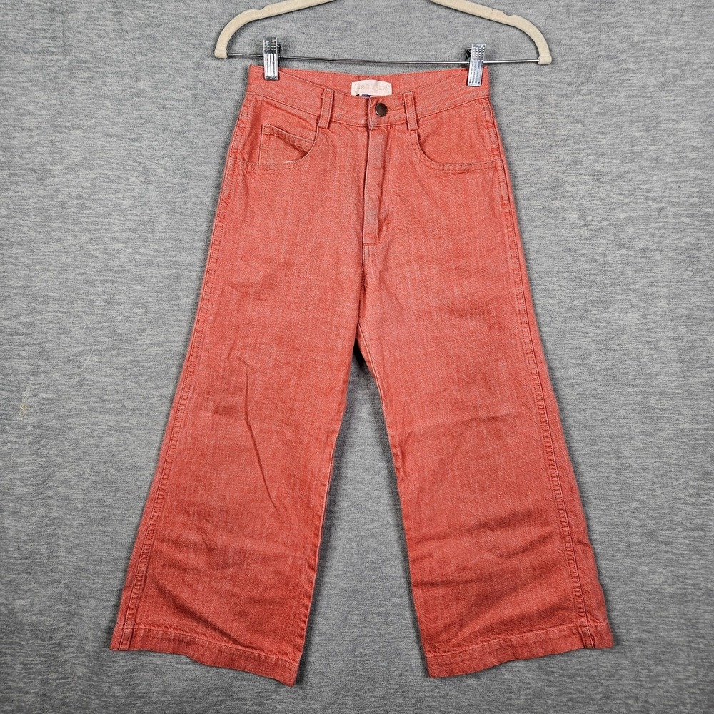 Carleen Nellie Wide leg Orange Jeans Size 2 Made in USA Flaws
